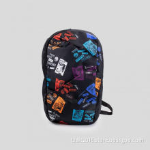 Black Printed Large Capacity Backpack